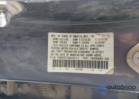 2014 Honda Accord Ex из США, поврежденный, VIN 1HGCR2F75EA220711